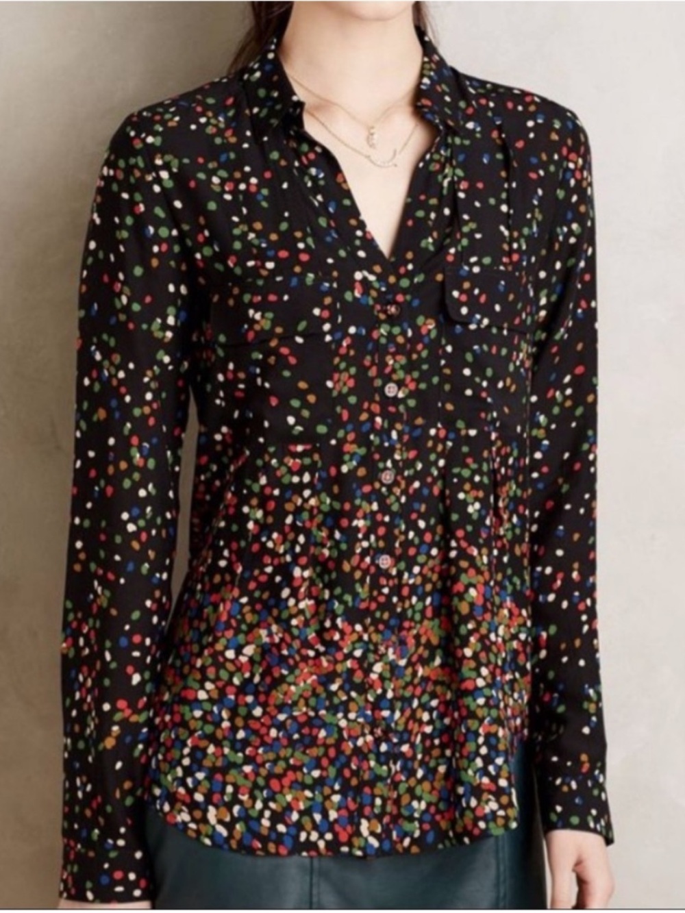 Anthropologie Maeve Wynnwood Confetti Print Top Size 0
